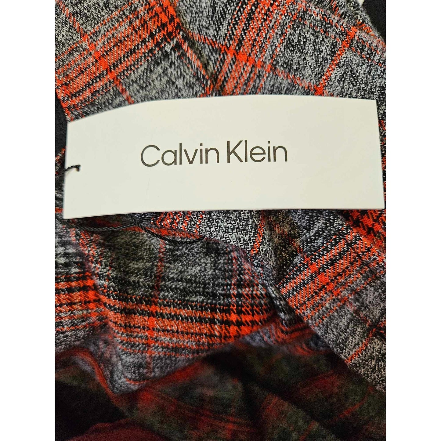 Calvin Klein Men's Red & Gray Plaid Button-Up Shirt, Long Sleeve, Casual Style. New with Tags.