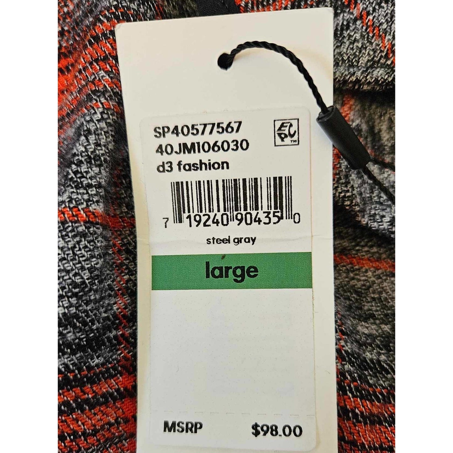 Calvin Klein Men's Red & Gray Plaid Button-Up Shirt, Long Sleeve, Casual Style. New with Tags.