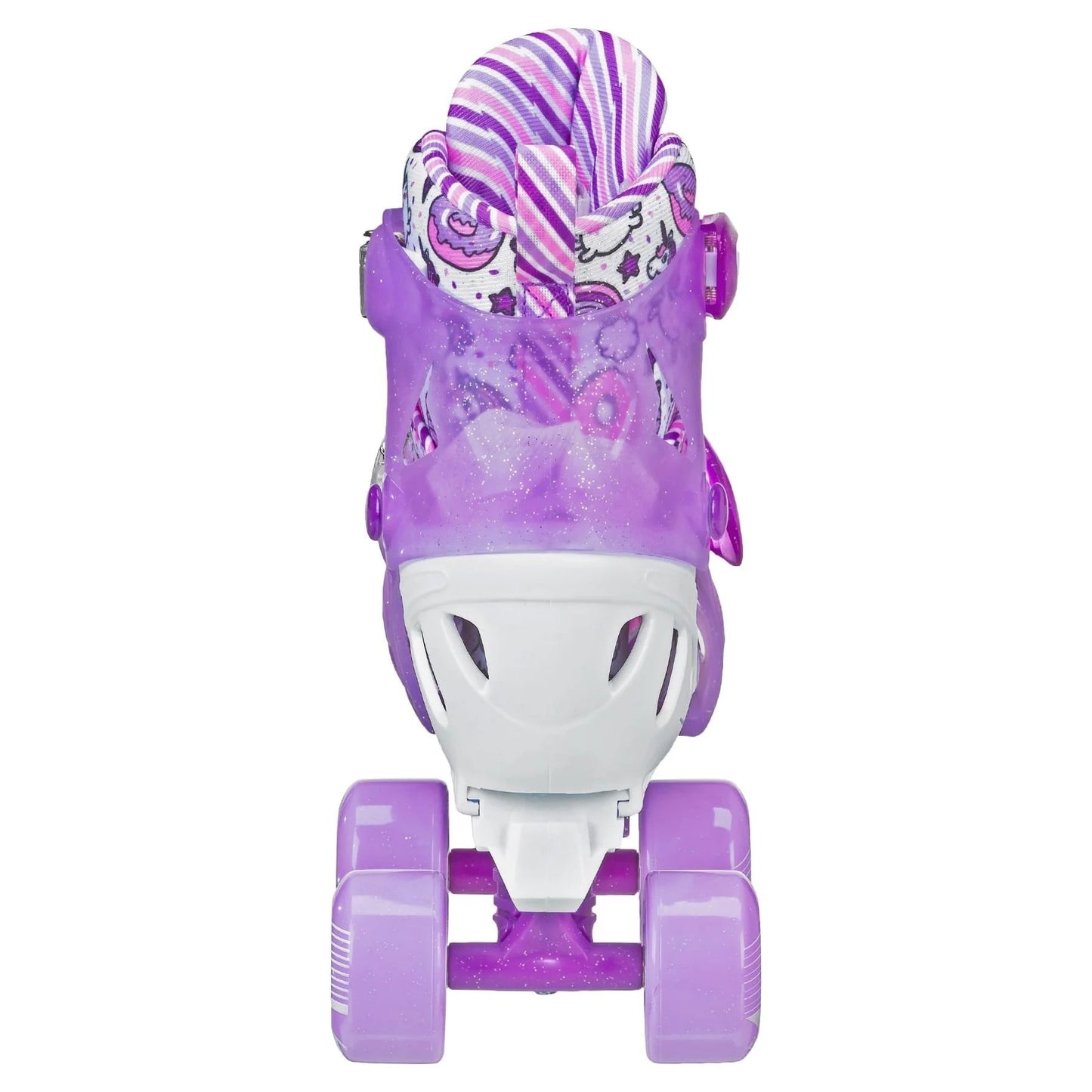 Roller Derby Adjustable Quad Skates For Kids Size 12-2 Purple/White Glitter Design Quick Fit System