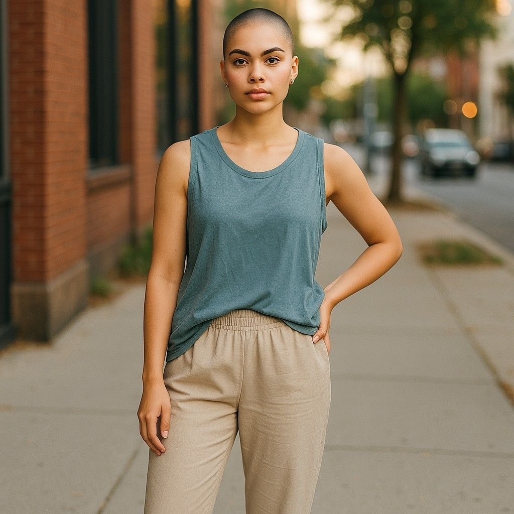 Womens Blue Sleeveless Scoop Neck Tank Top Relaxed Fit Lightweight