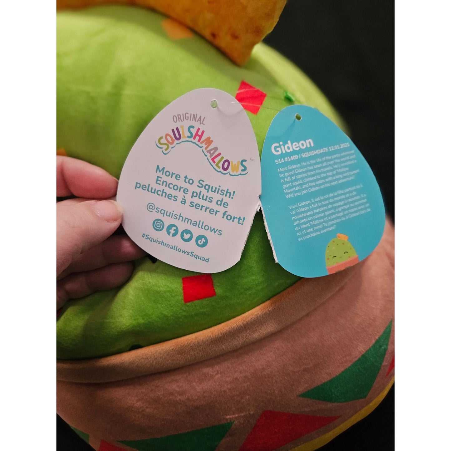 Original Squishmallows Gideon The Guacamole Plush Toy 12" Stuffed Pillow