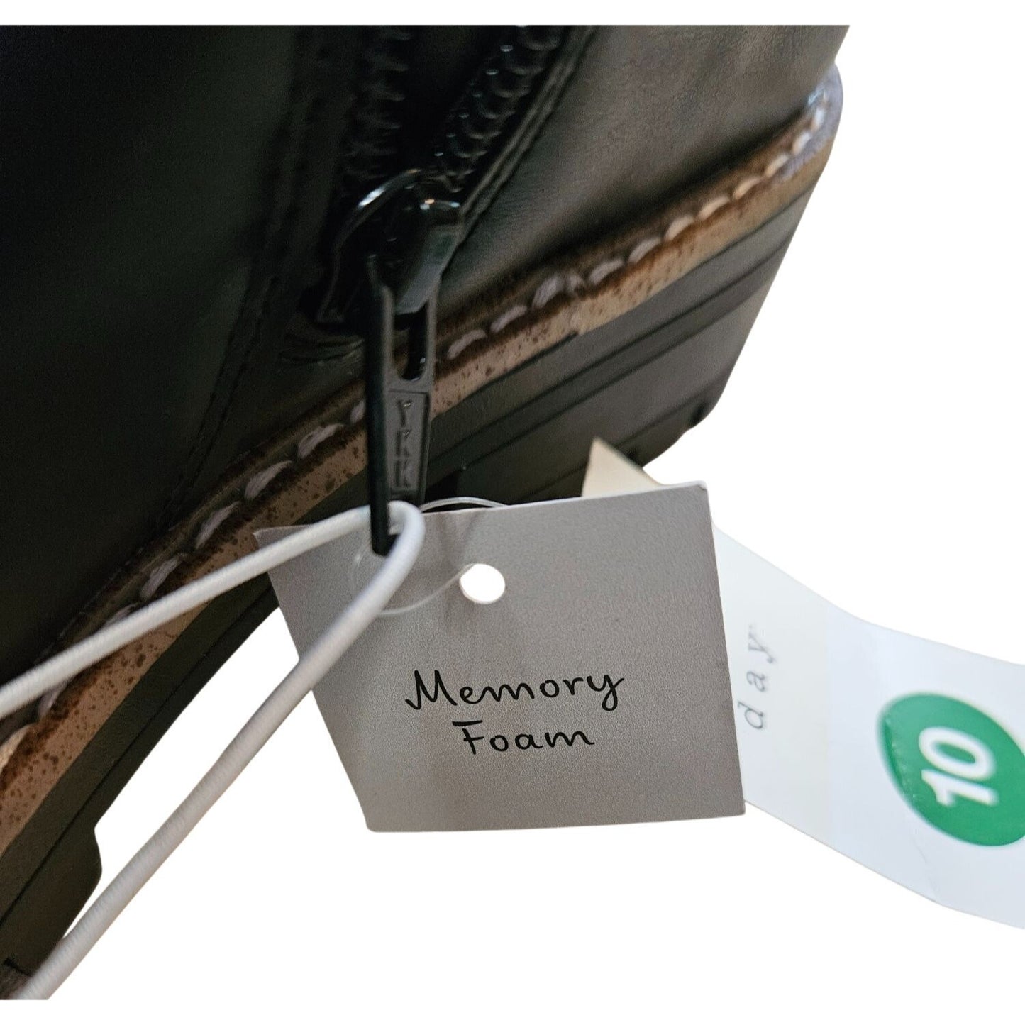 Black Leather Lace-Up Combat Boots With Faux Fur Lining & Side Zipper - Size 10